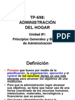 TP-698: Administración Del Hogar: Unidad #1: Principios Generales y Bíblicos de Administración