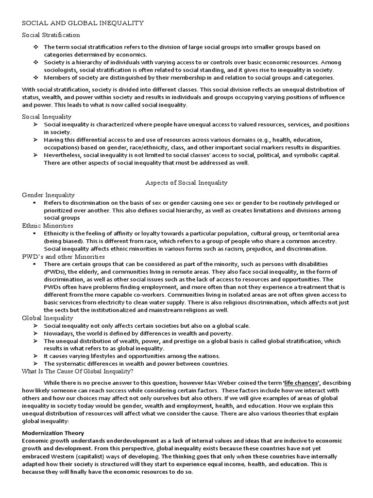 Social and Global Inequality | PDF | Social Inequality | Discrimination ...