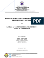 Research Title and Statement of The Problem (Sop) Defense