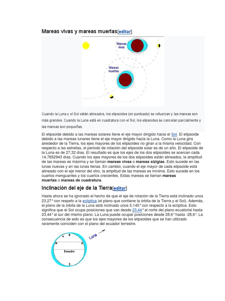 Mareas Vivas y Mareas Muertas | PDF | Marea | Sistema solar