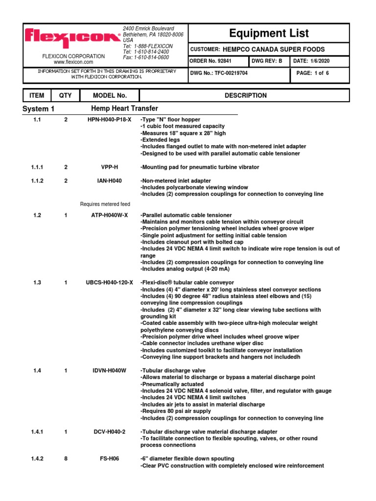Equipment List PDF Valve Programmable Logic Controller