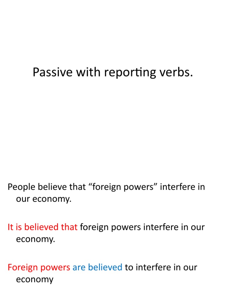 Passive With Reporting Verbs PDF