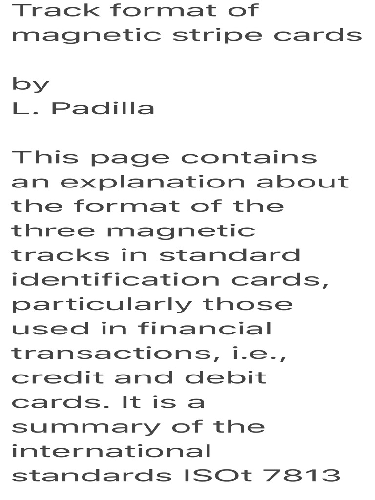 Track Format of Stripe Cards 2 PDF Personal Identification