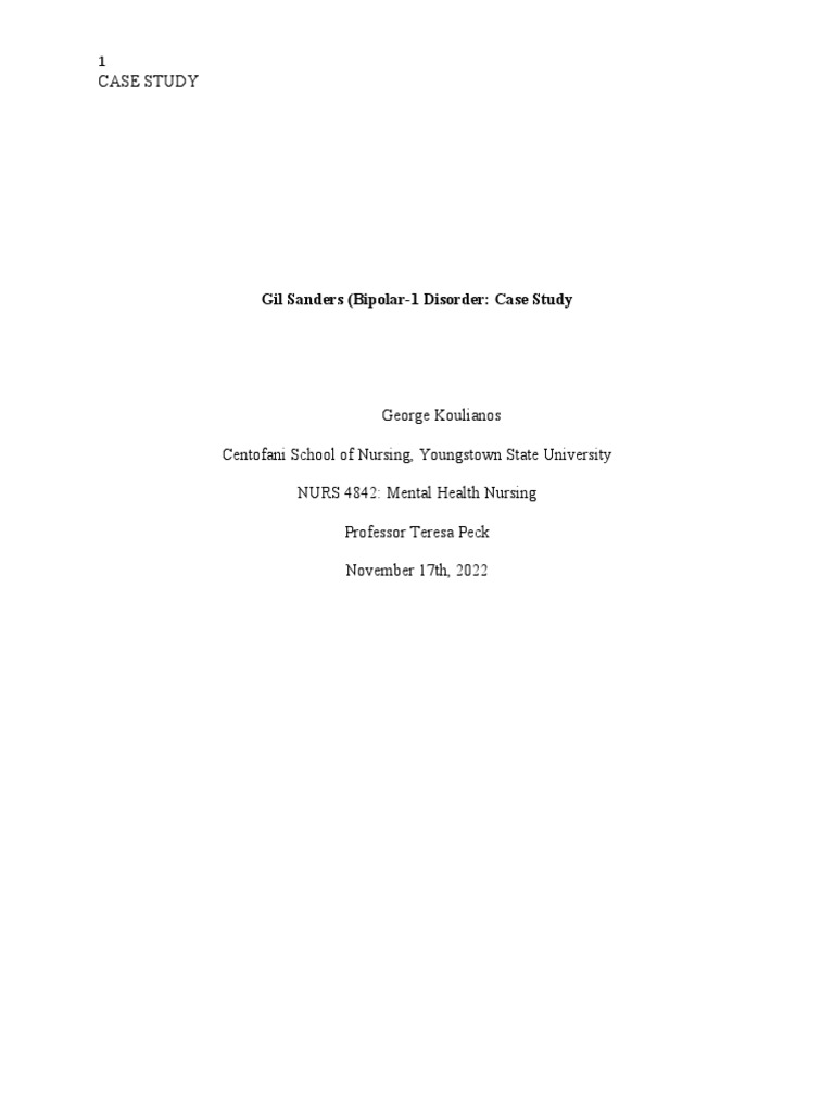 Mental Health Case Study | PDF | Bipolar Disorder | Mental Disorder