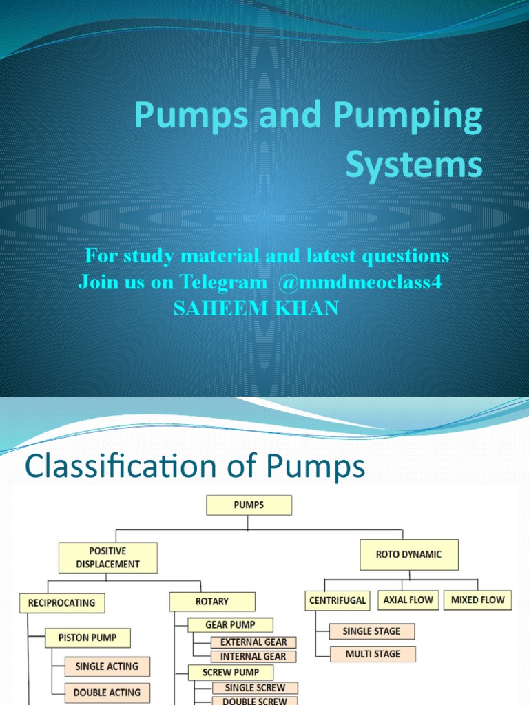 Pumps and Pumping Systems For Study Material and Latest Questions Join