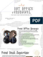 Front Office Personnel: The Main Function/Responsibility