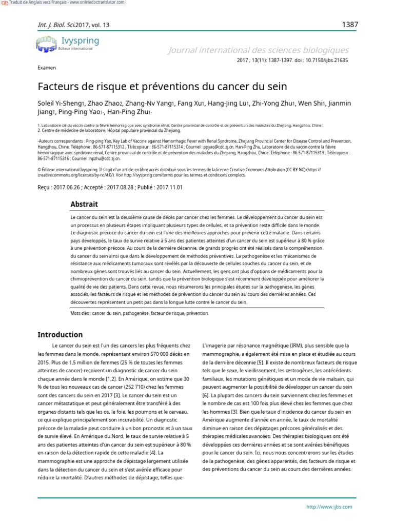 Facteurs de Risques Cancer Du | PDF | Cancer du sein | Cancer