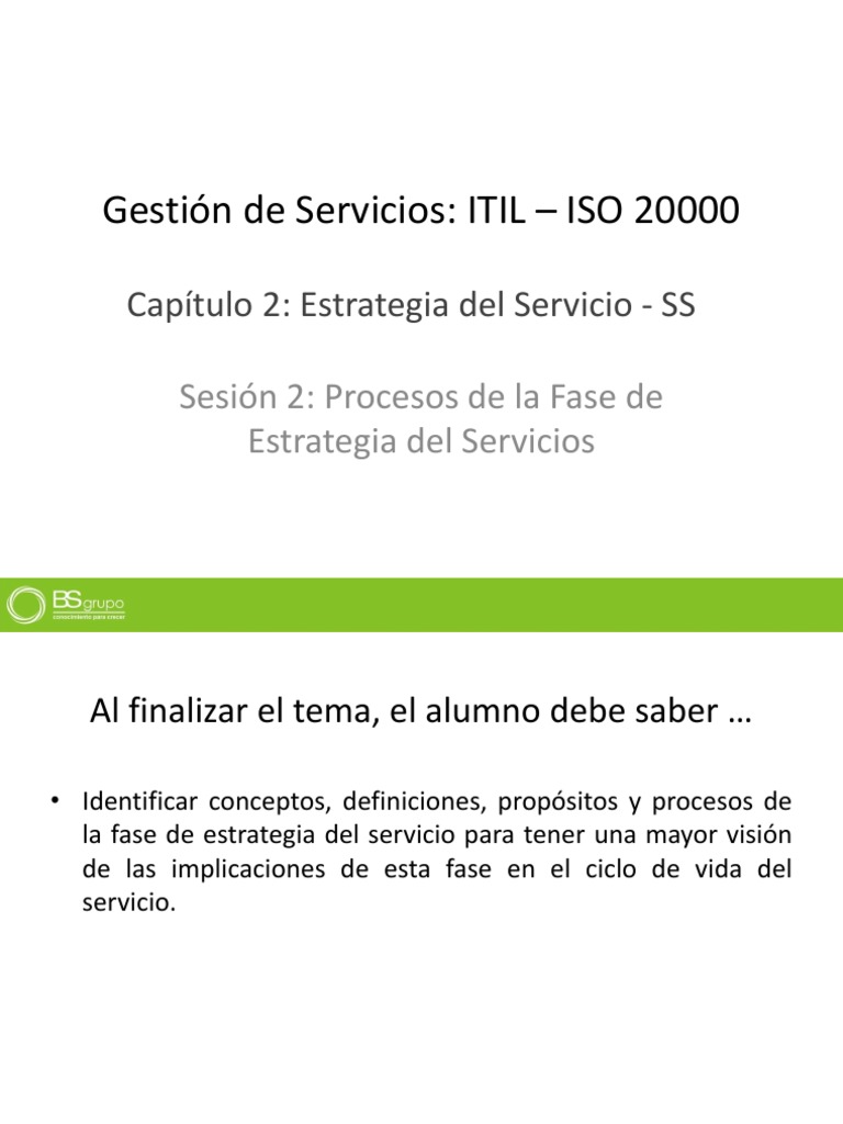 Gestion de Servicios ITIL ISO 20000 Capi | PDF | Gestión estratégica ...