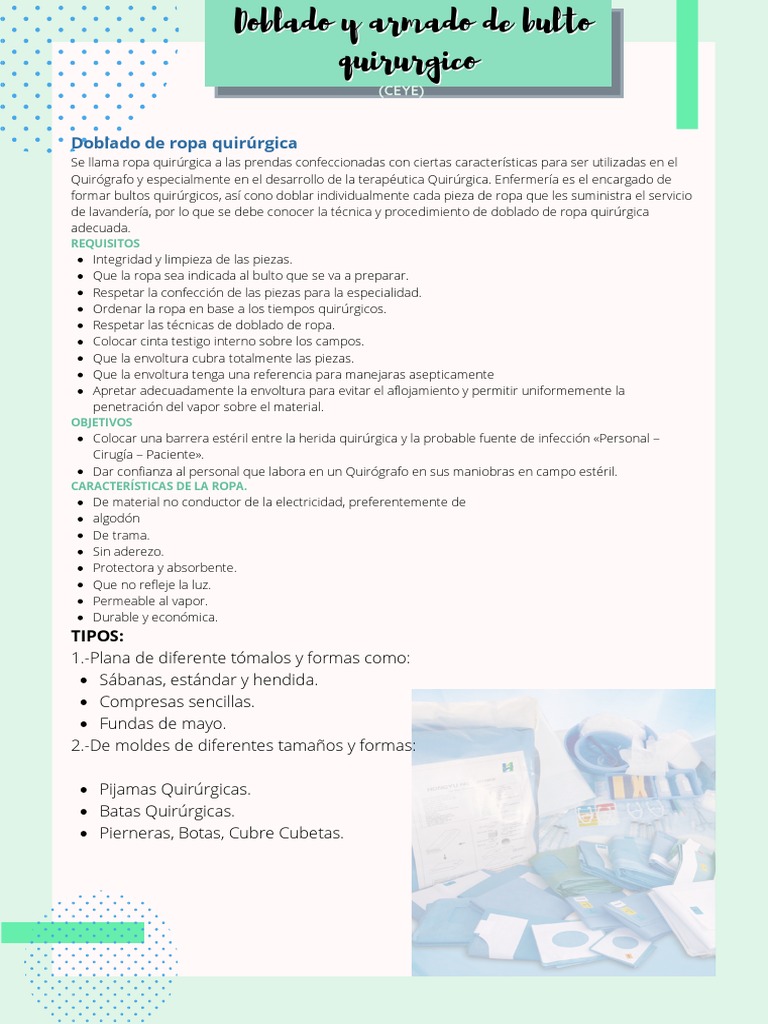 Técnicas de Doblado de Ropa Quirúrgica | PDF | Cirugía