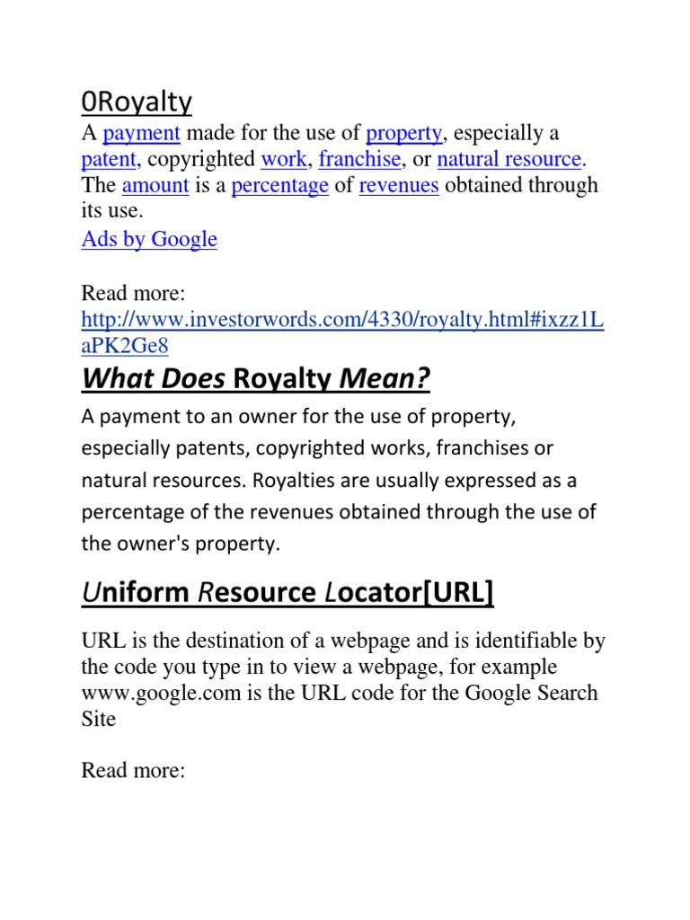 0royalty What Does Royalty Mean? PDF Bookkeeping Service Industries
