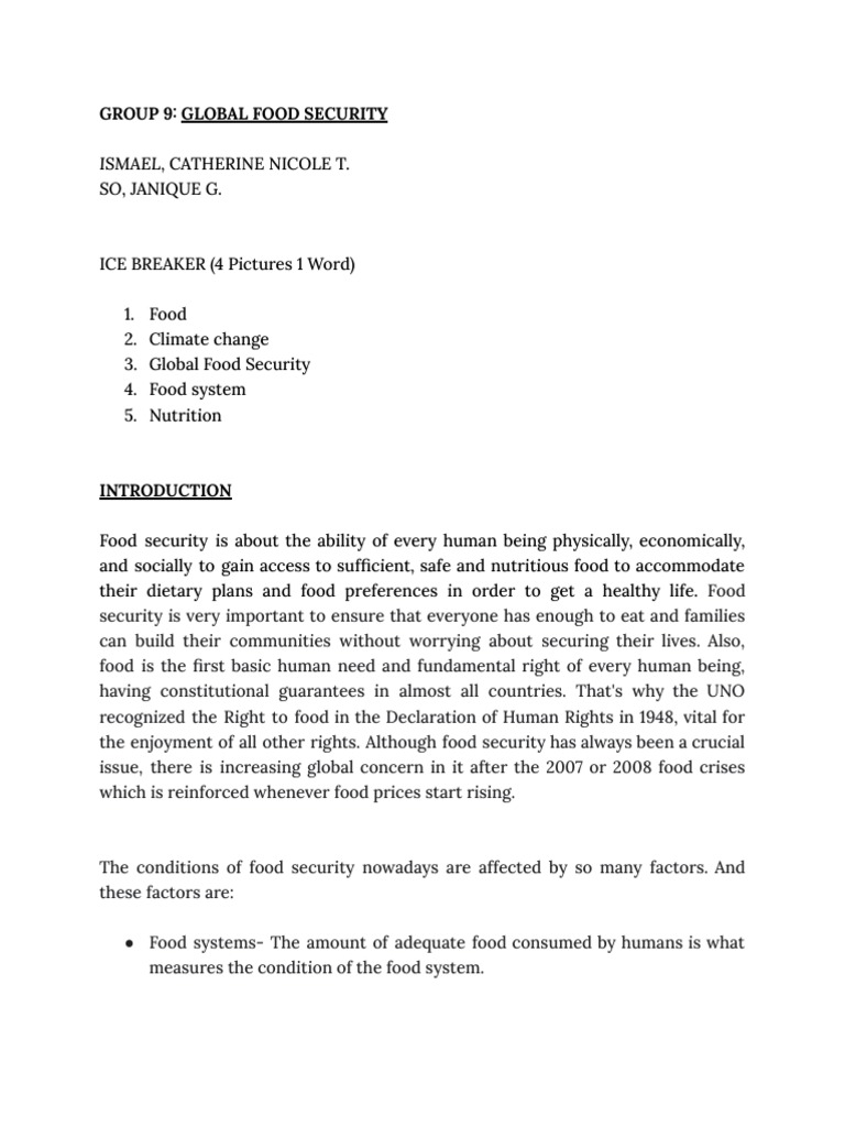 Global Food Security Overview | PDF | Food Security | Agriculture