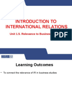 Introduction To International Relations: Unit 1.5. Relevance To Business Studies