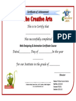 The Creative Arts: Certificate of Achievement