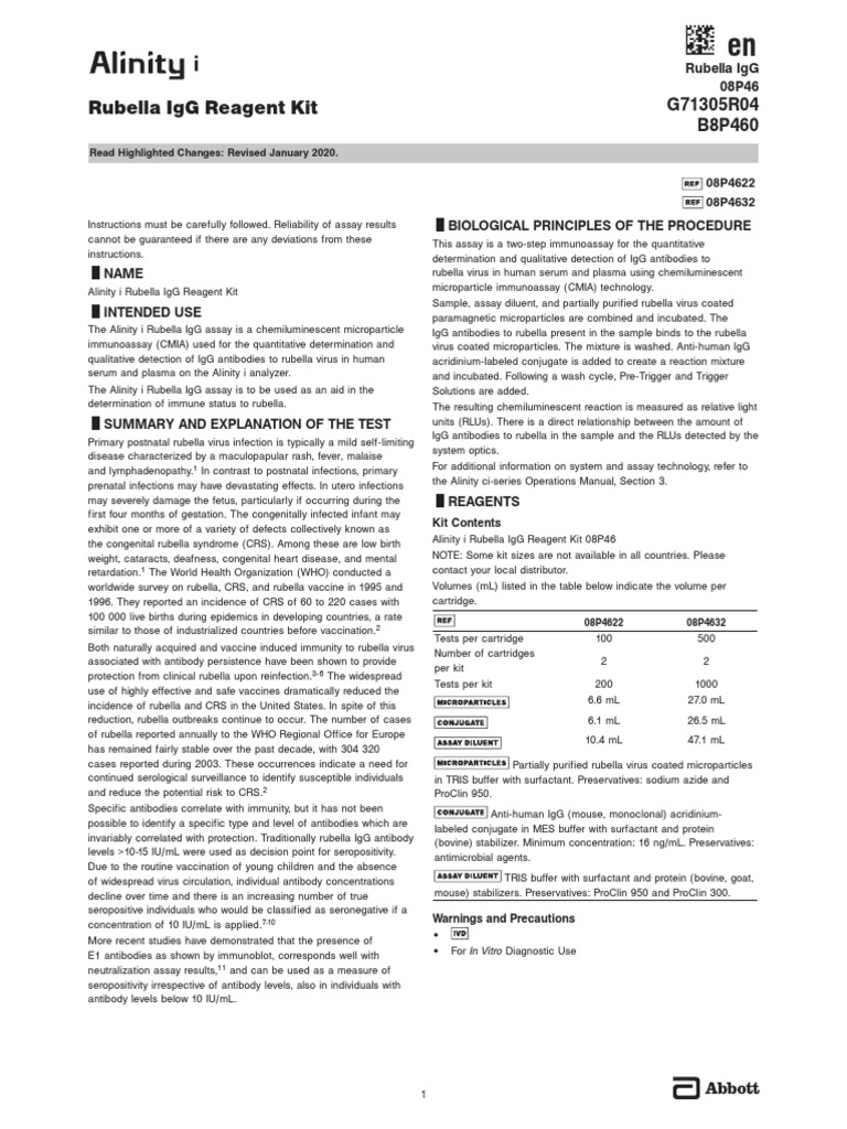 Alinity Rubella IgG | PDF | Detection Limit | Assay