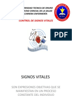 Control de Signos Vitales: Universidad Tecnica de Oruro Facultad Ciencial de La Salud Carrera Enfermería