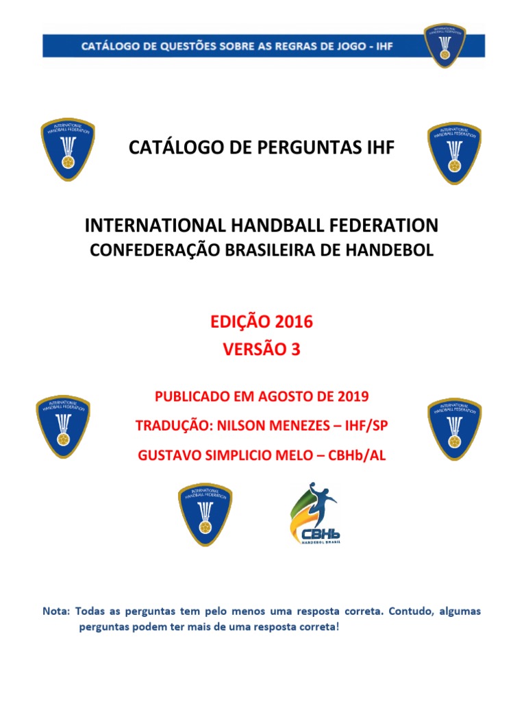 Perguntas e Respostas sobre Handebol | PDF | Códigos de futebol | Regras
