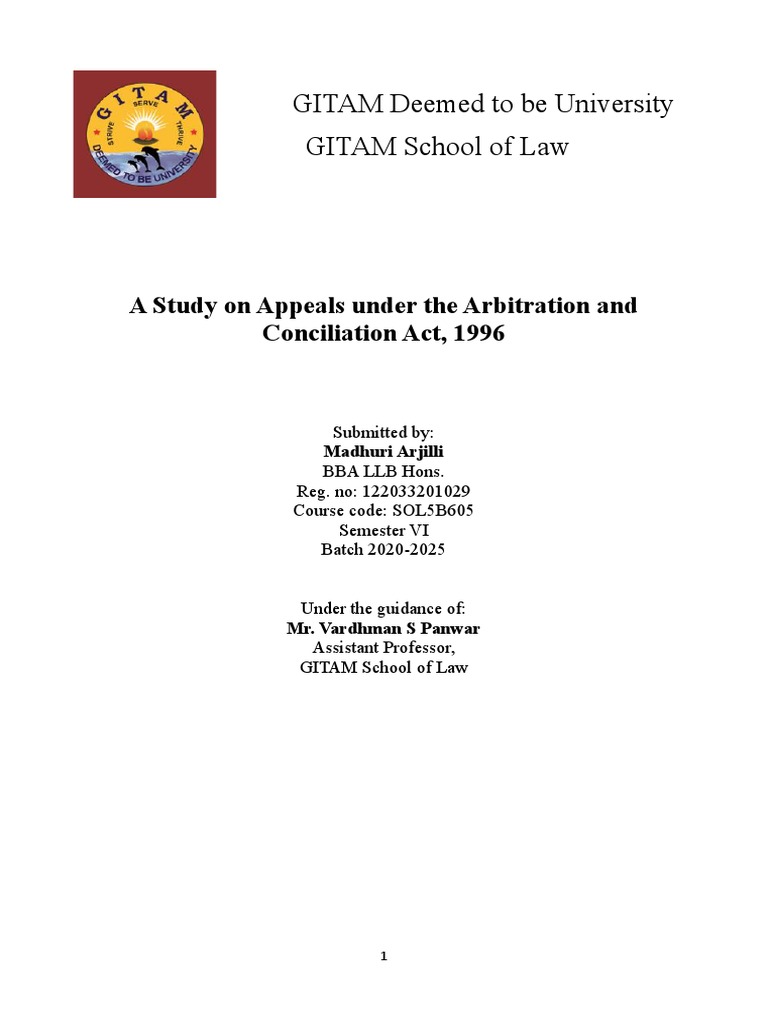 ADR Project | PDF | Arbitration | Jurisdiction