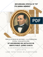 Invitación A Ceremonia 217 Natalicio de Benito Juárez Garcia