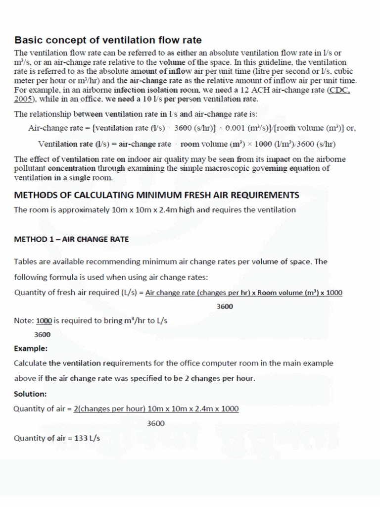 Ventilation Calculation | PDF