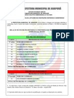 Inscrições Deferidas: Estado de Minas Gerais Prefeitura Municipal de Araporã Processo Seletivo Emergencial #001/2023