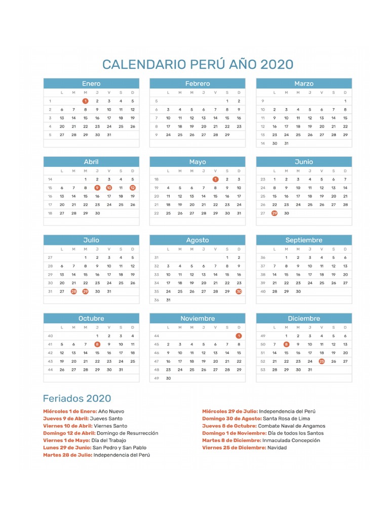 Calendario Peru 2020 | PDF