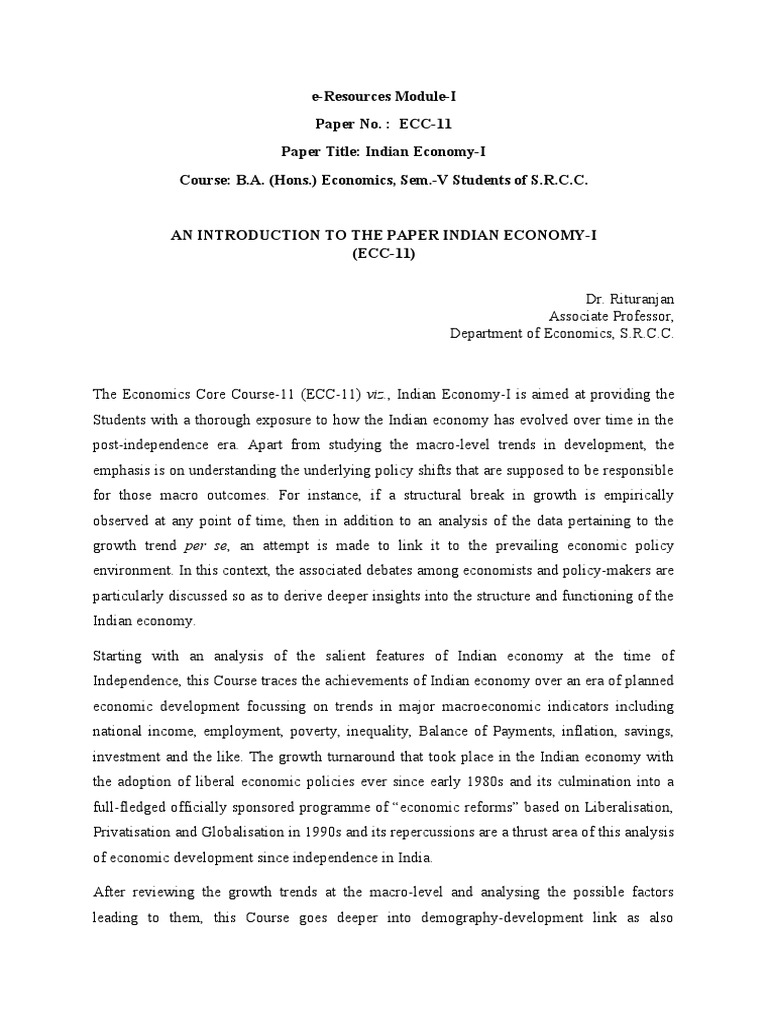 Overview of Indian Economy-I Course | PDF | Economic Growth | Economy ...
