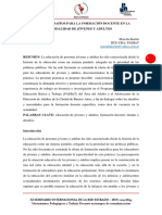 Deudas Y Desafíos para La Formación Docente en La Modalidad de Jóvenes Y Adultos