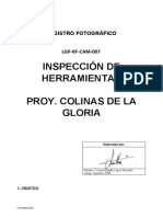 Inspección de Herramientas Proy. Colinas de La Gloria: Registro Fotográfico LGP-RF-CAM-007