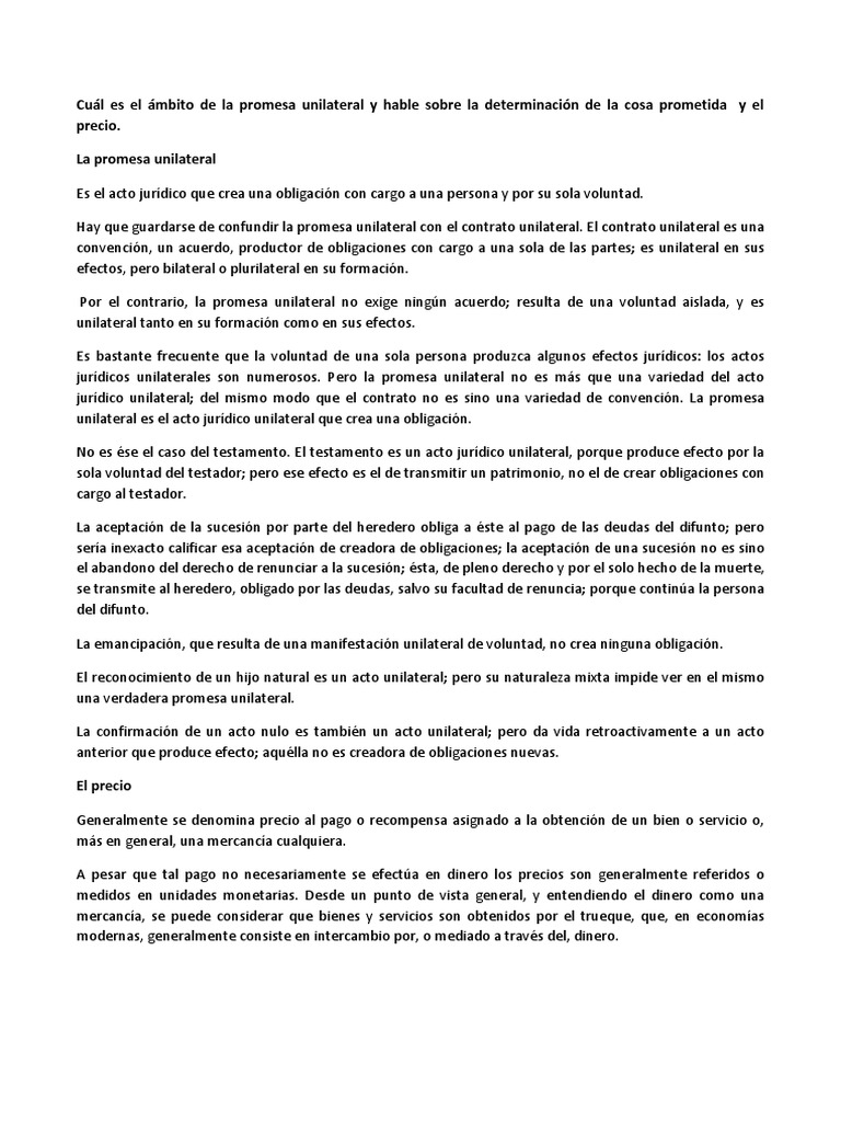 La Promesa Unilateral | PDF | Precios | Dinero