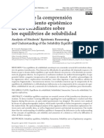 Análisis de La Comprensión y Razonamiento Epistémico de Los Estudiantes Sobre Los Equilibrios de Solubilidad