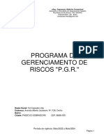 Programa de Gerenciamento de RISCOS "P.G.R.": Período de Vigência: Maio/2022 A Maio/2024