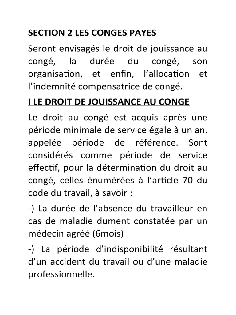 Congés payés : droits et organisation | PDF | Intérim (travail) | Travail