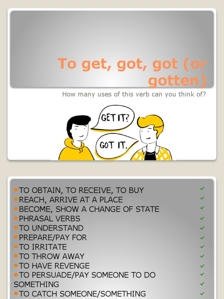 Uses of Get Grammar Drills Grammar Guides Warmers Coolers 117959