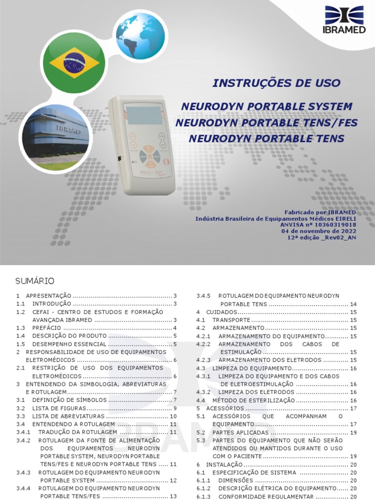 Instruções para Neurodyn Portable System | PDF | Hertz | Fisioterapia