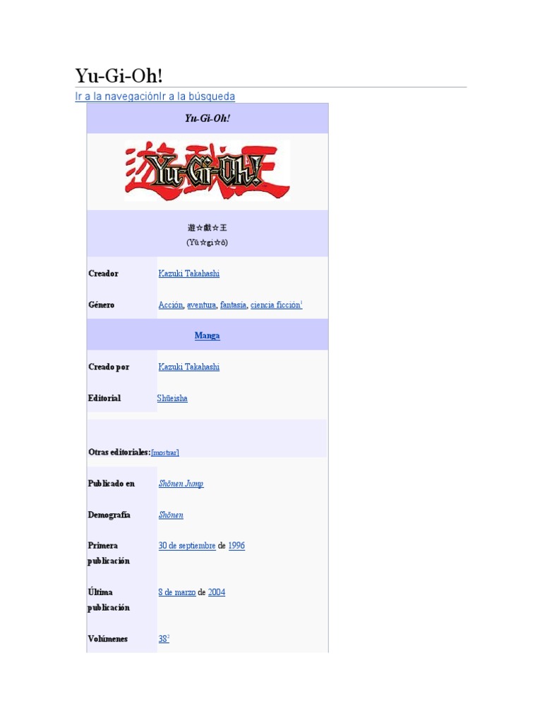 Yugioh | PDF | Anime | Entretenimiento