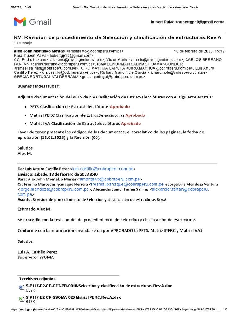 Gmail rv revision de procedimiento de selecci n y clasificaci n de