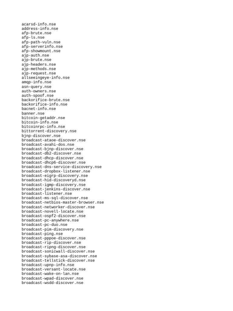 Document Provides a Comprehensive Listing of Nmap Scripts and Their ... image.