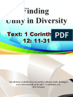 Finding Unity in Diversity: Text: 1 Corinthians 12: 11-31