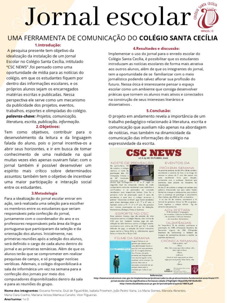 Jornal Escolar (90 × 120 CM) | PDF | Comunicação | Jornalismo