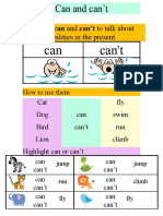 Can Can't: We Use Can and Can't To Talk About Abilities in The Present