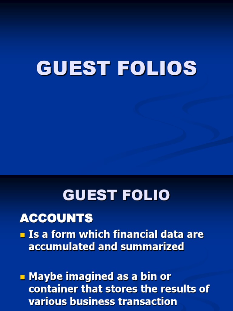 Guest Folios 5 Midterm Debits And Credits Financial Transaction