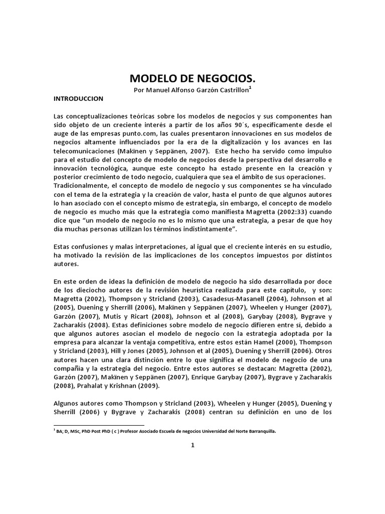 Efectividad en Modelos de Negocios | PDF | Modelo de negocio | Cadena ...