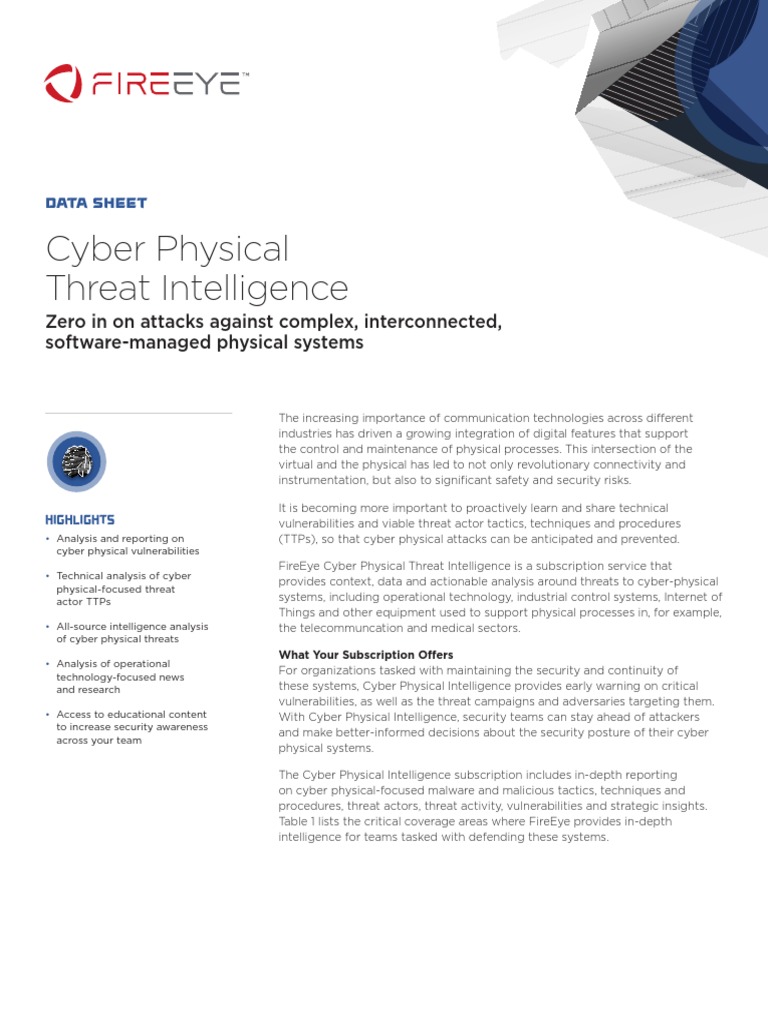 Ds Cyber Physical Threat Intelligence Pdf Security Computer Security
