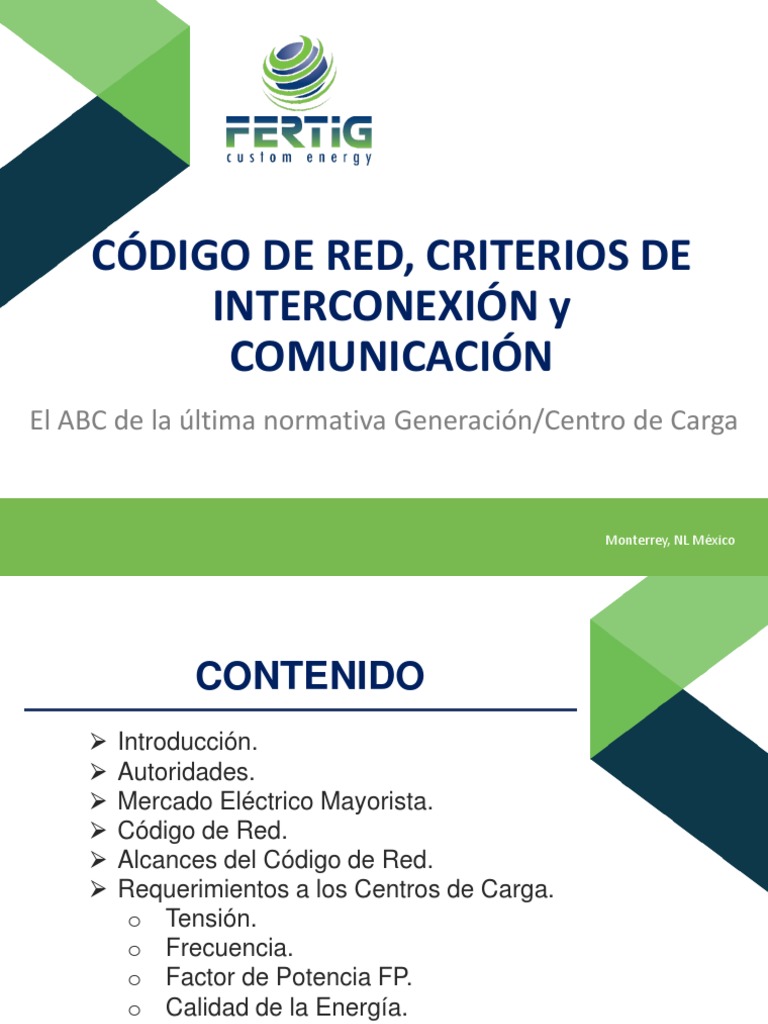1 Código de Red Presentación FERTIG | PDF | Ingenieria Eléctrica ...