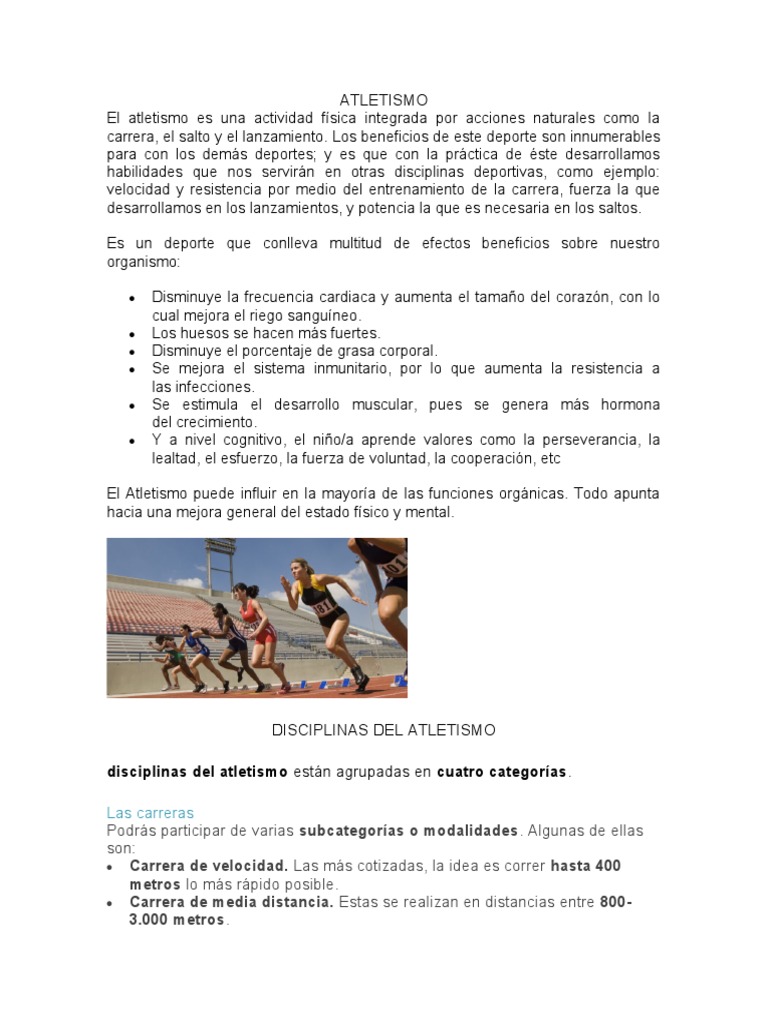 Beneficios y disciplinas del atletismo | PDF | Deporte del atletismo ...
