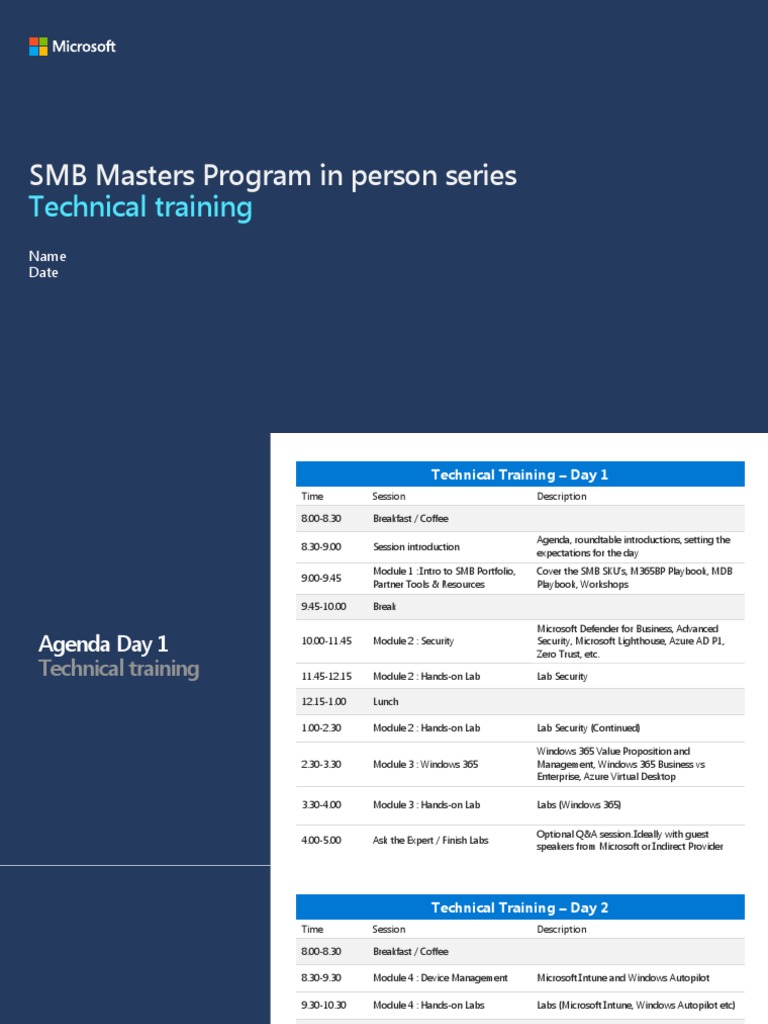 SMB Technical Training Overview | PDF | Mobile App | Windows 10