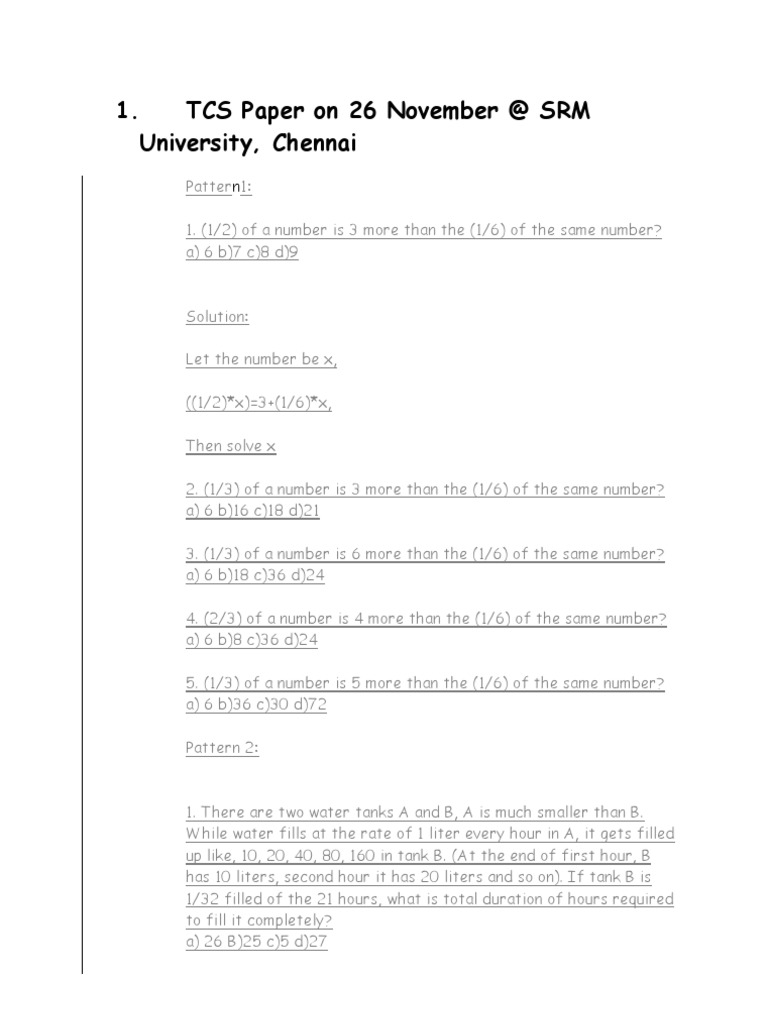 TCS Paper On 26 November at SRM University, Chennai | PDF