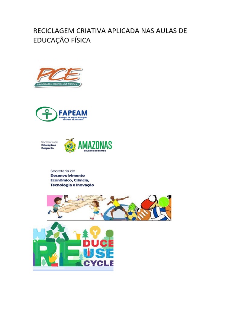 Reciclagem Criativa Aplicada Nas Aulas de Educação Física | PDF