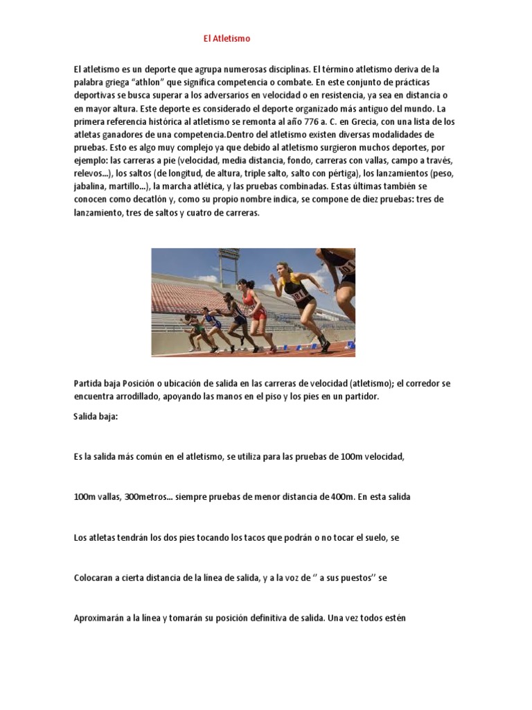 Introducción al Atletismo en Educación Física | PDF | Deporte del ...