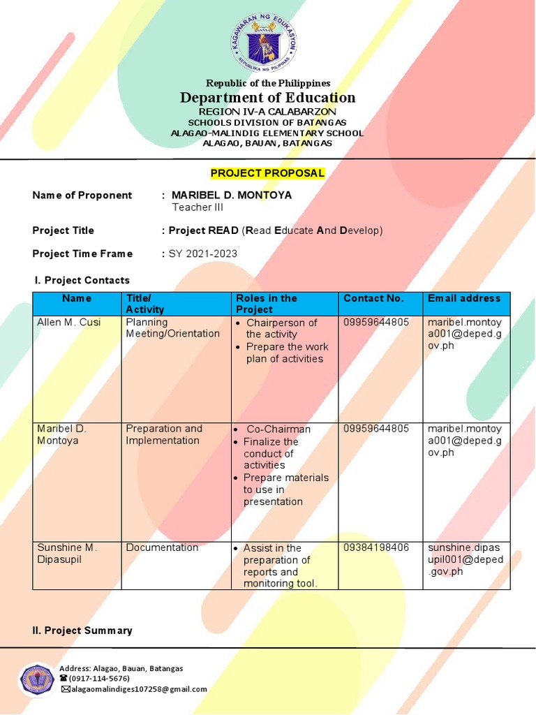 Project Proposal Read English Pdf Reading Comprehension Cognitive